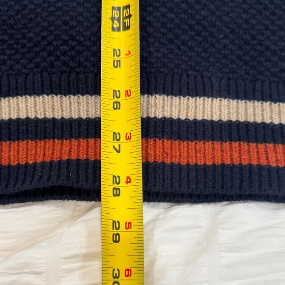 J.CREW NWT Navy Crewneck Sweater with Rust/Brown and Cream Trim Men’s Size L - Picture 6 of 8